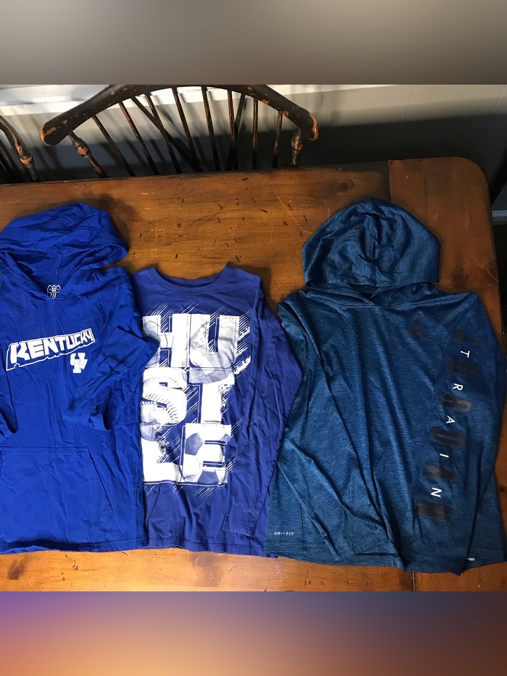 Boy’s 12 Lot of 3 Royal Blue Long-Sleeve, 2 Hooded 1 Nike Dri-FIT, UK